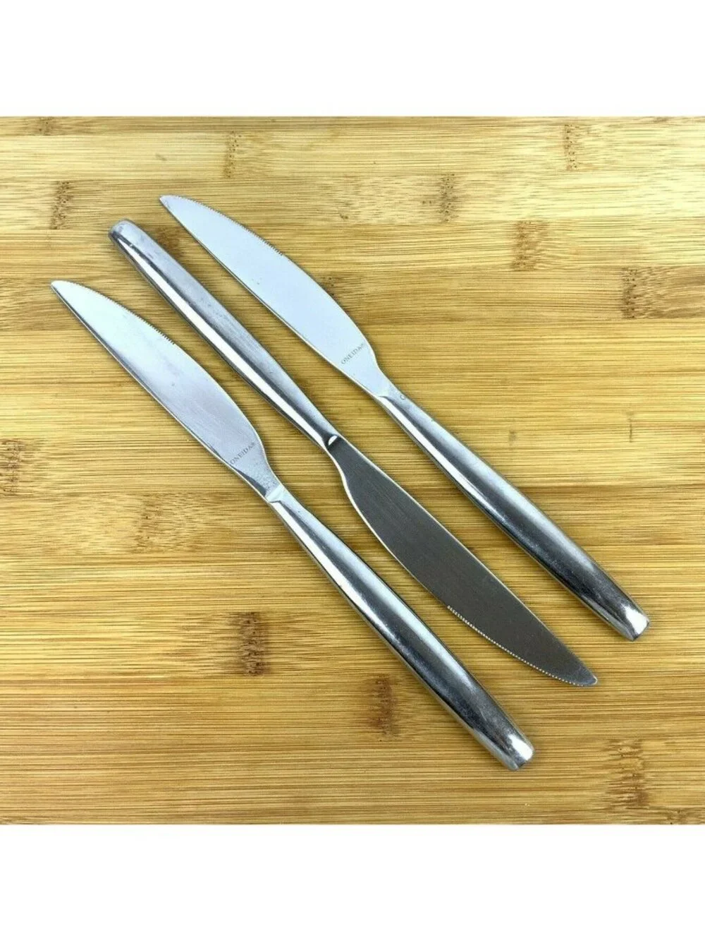 Oneida Leda Set Of 3 Dinner Knives 18/10 Stainless Steel Flatware